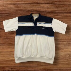 Classics by Palmland Striped‎ Polo Shirt Medium Short Sleeve Collared Top Retro